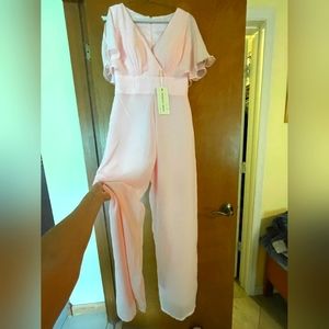 JAEDEN PINK BLUSH CHIFFON JUMPSUIT